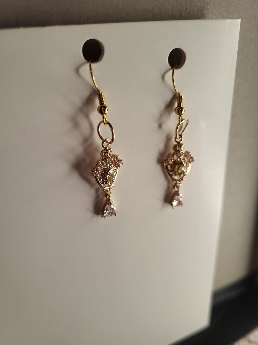 Handmade Drop Dangle Earrings with Yellow Stones